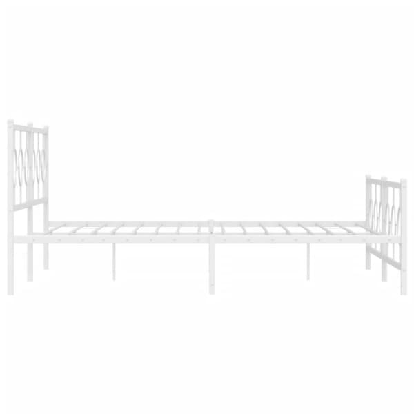 vidaXL Sängram med huvudgavel och fotgavel vit metall 193x203 cm