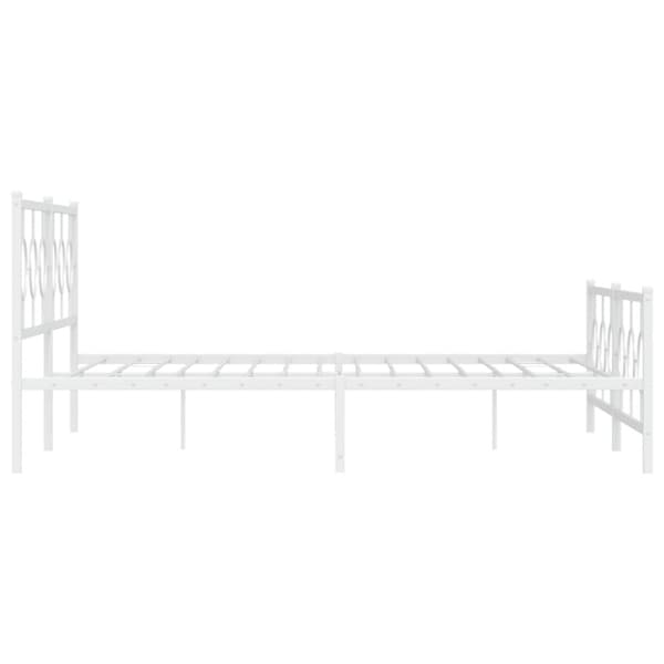 vidaXL Sängram med huvudgavel och fotgavel vit metall 193x203 cm