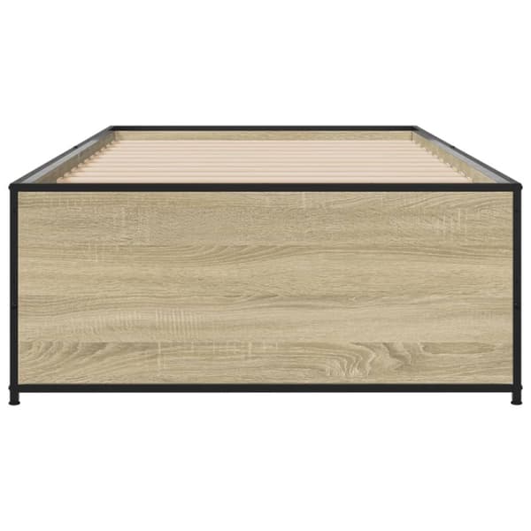 vidaXL Sängram sonoma-ek 90x200 cm konstruerat trä och metall