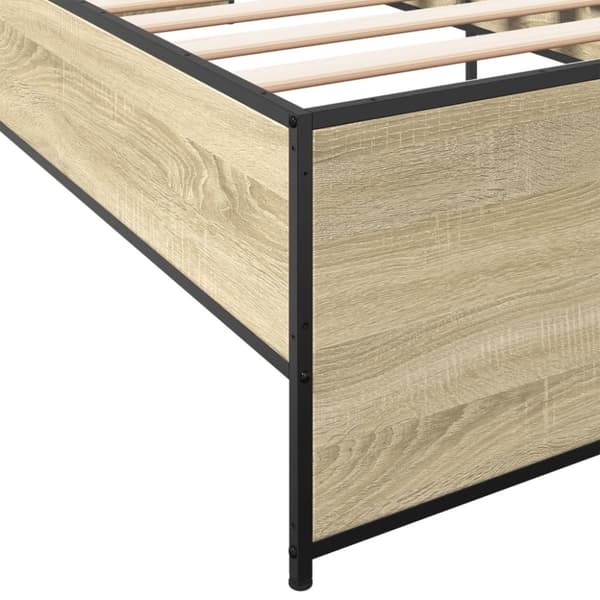 vidaXL Sängram sonoma-ek 90x200 cm konstruerat trä och metall