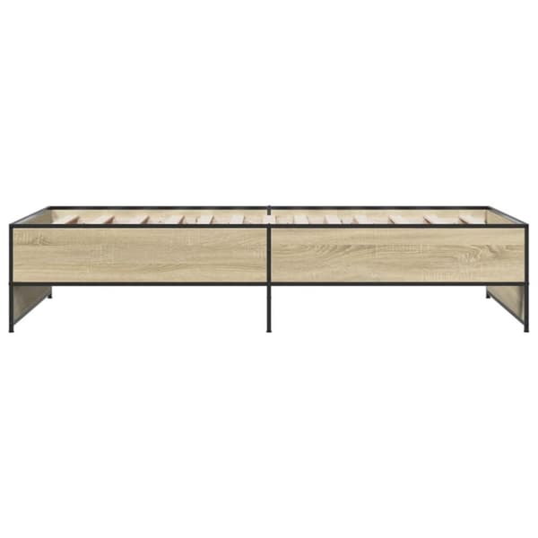 vidaXL sengeramme 90x200 cm konstrueret træ og metal sonoma-eg