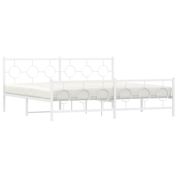 vidaXL sengeramme med sengegavl og fodgærde 200x200 cm metal hvid
