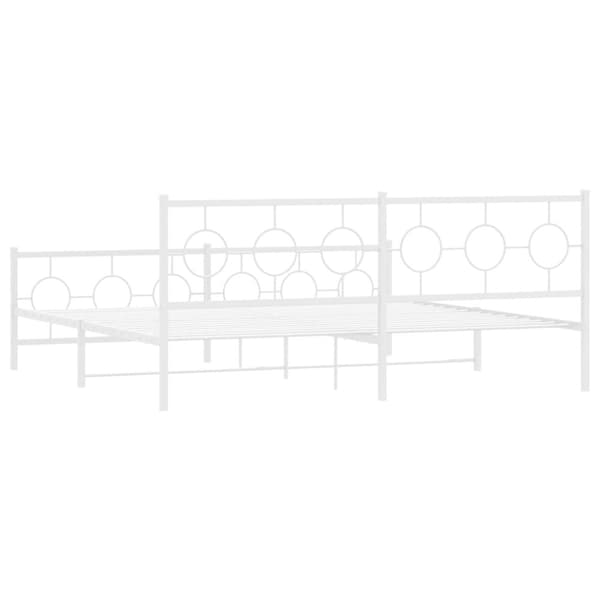 vidaXL sengeramme med sengegavl og fodgærde 200x200 cm metal hvid