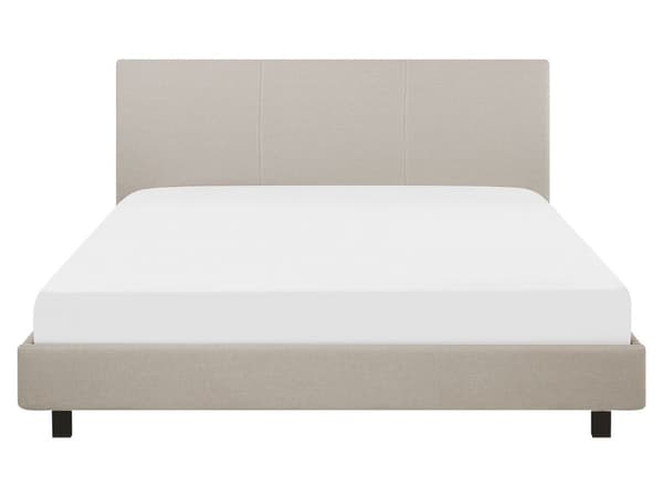 Vannseng Beige Polyester Stoff 160 x 200 cm Sengegavl Lamelbunn Soverom Minimalistisk Moderne