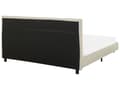 Miniatyrbilde 6 av 11: Vannseng Beige Polyester Stoff 160 x 200 cm Sengegavl Lamelbunn Soverom Minimalistisk Moderne