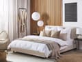 Miniatyrbilde 2 av 11: Vannseng Beige Polyester Stoff 160 x 200 cm Sengegavl Lamelbunn Soverom Minimalistisk Moderne