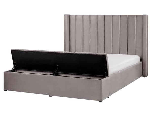 Vesisänky harmaa sametti verhoilu 160 x 200 cm säilytystila penkki sälepohja moderni tyyli