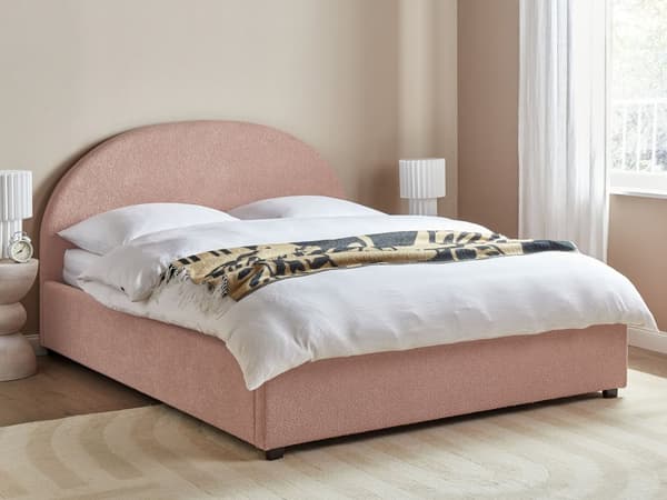Dobbelt containerseng betrukket med minimalistisk retro beige stof 160 x 200