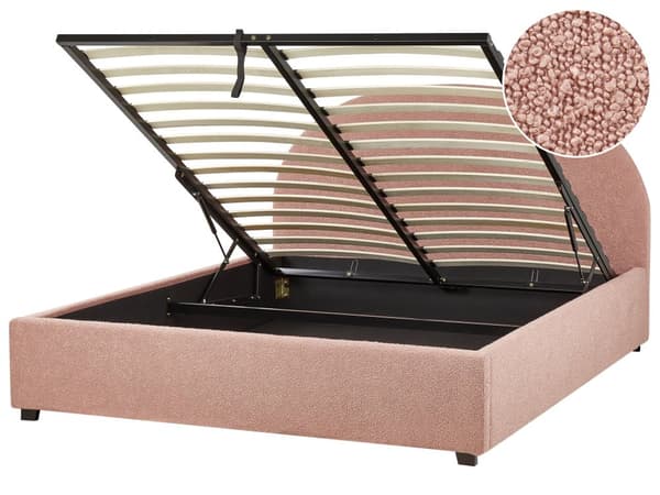 Dobbelt containerseng betrukket med minimalistisk retro beige stof 160 x 200