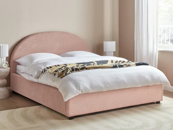 Dobbelt containerseng betrukket med minimalistisk retro beige stof 140 x 200