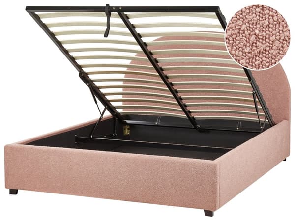 Dobbelt containerseng betrukket med minimalistisk retro beige stof 140 x 200