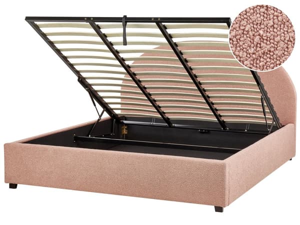 Dobbelt containerseng betrukket med minimalistisk retro beige stof 180 x 200