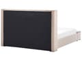 Miniatyrbild 6 av 11: Vattensäng Beige Sammet 180 x 200 cm Dubbelstorlek med Madrass Högt Nackstöd med Förvaringsbänk