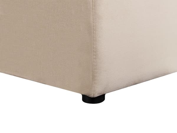 Vattensäng Beige Sammet 180 x 200 cm Dubbelstorlek med Madrass Högt Nackstöd med Förvaringsbänk