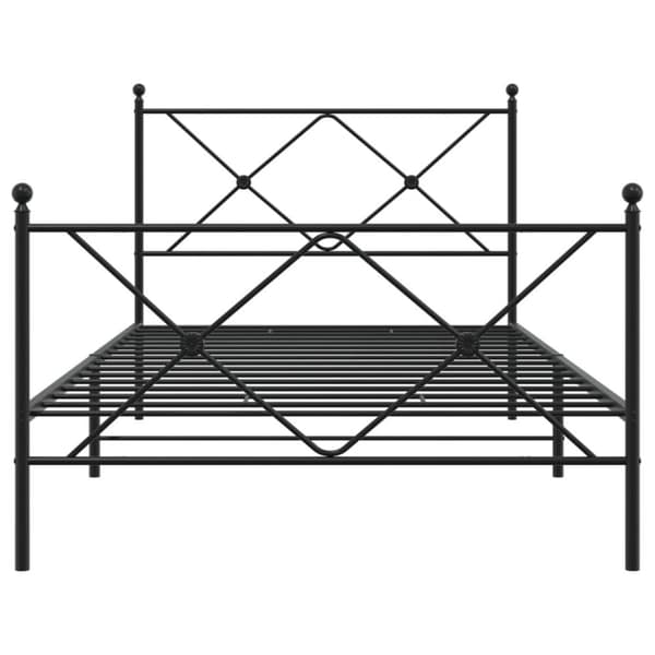 vidaXL sengeramme med sengegavl og fodgærde 100x190 cm metal sort