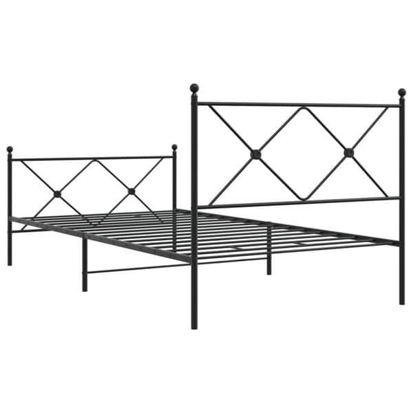 vidaXL sengeramme med sengegavl og fodgærde 100x190 cm metal sort