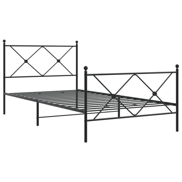 vidaXL sengeramme med sengegavl og fodgærde 100x190 cm metal sort