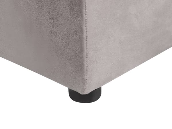 Vandseng Grå Velour 160 x 200 cm Moderne Polstret Dobbeltseng Design med Opbevaringsbænk Høj Kanal Tuftet Sengegavl til Soveværelse Inspiration