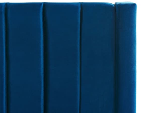 Vandseng Blå Velour 160 x 200 cm Moderne Polstret Dobbeltseng Design med Opbevaringsbænk Høj Kanal Tuftet Sengegavl til Soveværelse Inspiration
