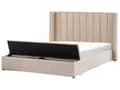 Miniatyrbillede 1 af 11: Vandseng Beige Velour 180 x 200 cm Moderne Polstret Dobbeltseng Design med Opbevaringsbænk Høj Kanal Tuftet Sengegavl til Soveværelse Inspiration