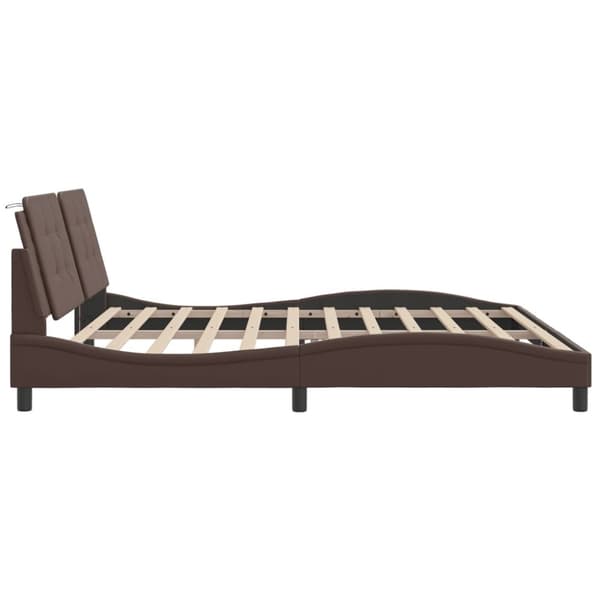 vidaXL sengeramme med sengegavl 200x200 cm kunstlæder brun