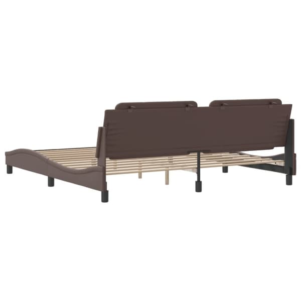 vidaXL Sengeramme med hodegavl brun 200x200 cm kunstlær