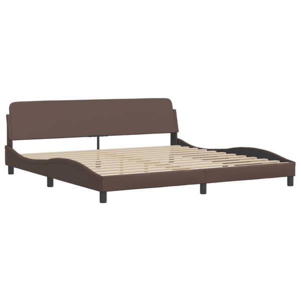 vidaXL Sengeramme med hodegavl brun 200x200 cm kunstlær