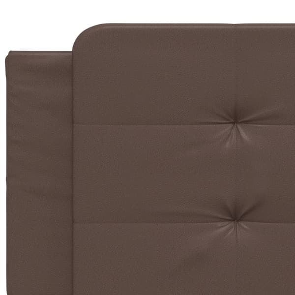 vidaXL Sengeramme med hodegavl brun 200x200 cm kunstlær