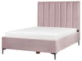 Miniatyrbilde 5 av 11: Sengeramme Rosa Fløyel 140 x 200 cm Svarte metallben Oppbevaringsrom Polstret sengegavl Soverom