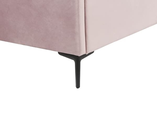 Sengeramme Rosa Fløyel 140 x 200 cm Svarte metallben Oppbevaringsrom Polstret sengegavl Soverom