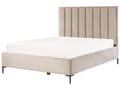 Miniatyrbilde 5 av 11: Sengeramme Taupe Fløyel 160 x 200 cm Svarte metallben Oppbevaringsrom Polstret sengegavl Soverom