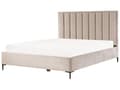 Miniatyrbillede 4 af 11: Sengeramme Taupe Velvet 180 x 200 cm Sorte metalben Opbevaringsrum Polstret hovedgærde Soveværelse