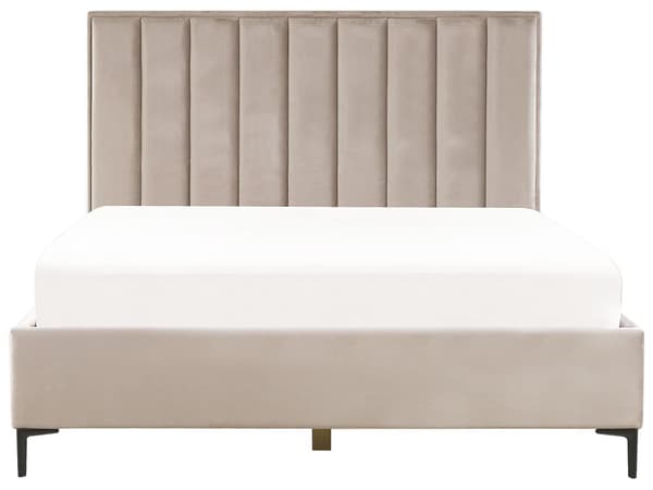 Sengeramme Taupe Velvet 180 x 200 cm Sorte metalben Opbevaringsrum Polstret hovedgærde Soveværelse