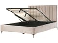 Miniatyrbillede 1 af 11: Sengeramme Taupe Velvet 180 x 200 cm Sorte metalben Opbevaringsrum Polstret hovedgærde Soveværelse