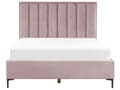 Miniatyrbillede 4 af 11: Sengeramme Pink Velour 160 x 200 cm Sorte metalben Opbevaringsrum Polstret hovedgærde Soveværelse