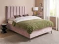 Miniatyrbillede 2 af 11: Sengeramme Pink Velour 160 x 200 cm Sorte metalben Opbevaringsrum Polstret hovedgærde Soveværelse