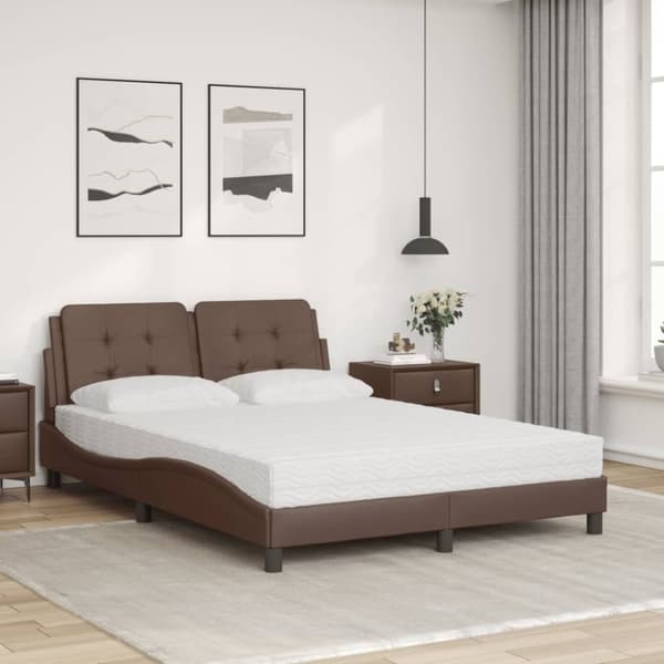 vidaXL Säng med madrass brun 120x200 cm konstläder