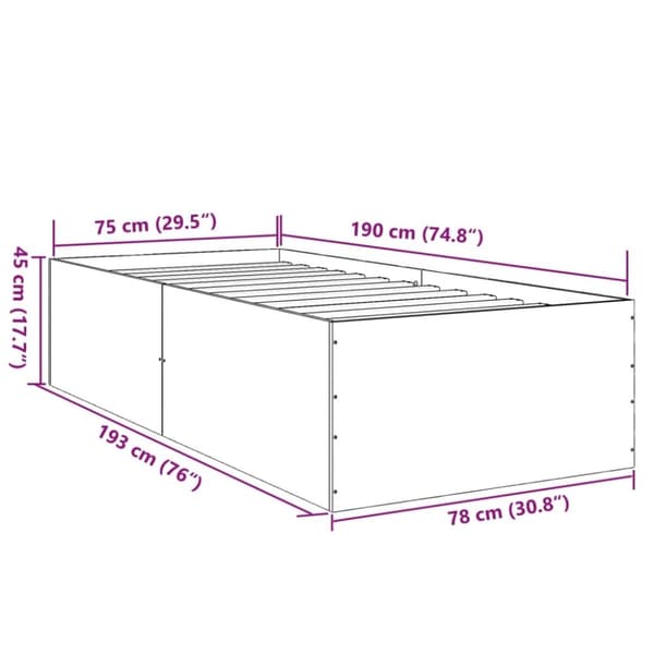 vidaXL sengeramme 75x190 cm konstrueret træ grå sonoma-eg