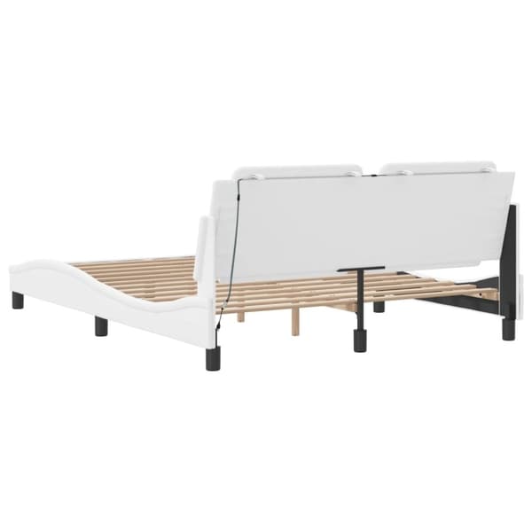 vidaXL Sengeramme med LED-lys hvit 160x200 cm kunstig lær