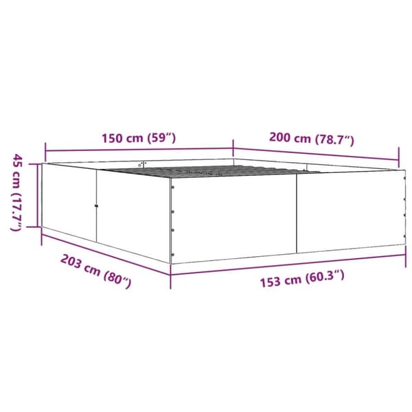 vidaXL Sengeramme betonggrå 150x200 cm konstruert tre