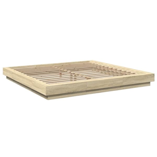 vidaXL Sengeramme med LED-lys sonoma eik 180x200 cm konstruert tre