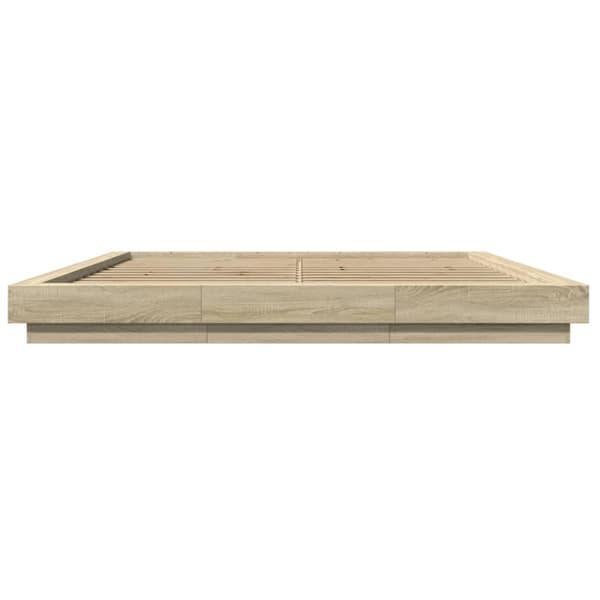 vidaXL Sengeramme med LED-lys sonoma eik 180x200 cm konstruert tre