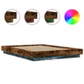 Miniatyrbilde 8 av 11: vidaXL Sengeramme med LED-lys røkt eik 135x190 cm konstruert tre