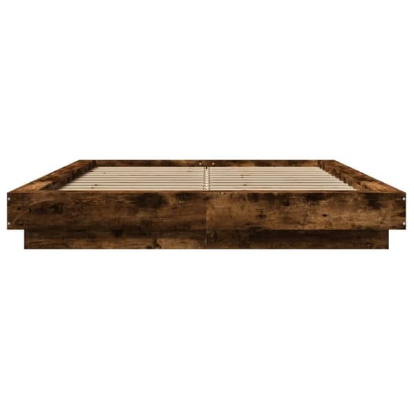 vidaXL Sängynrunko LED-valoilla savutammi 135x190 cm tekninen puu