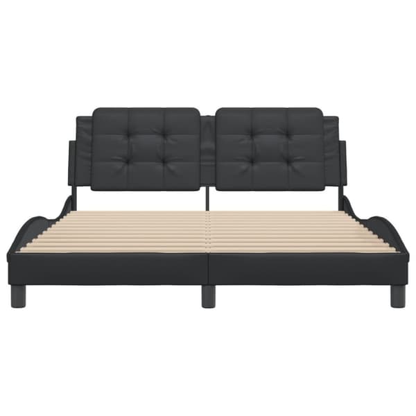 vidaXL sengeramme med sengegavl 160x200 cm kunstlæder sort