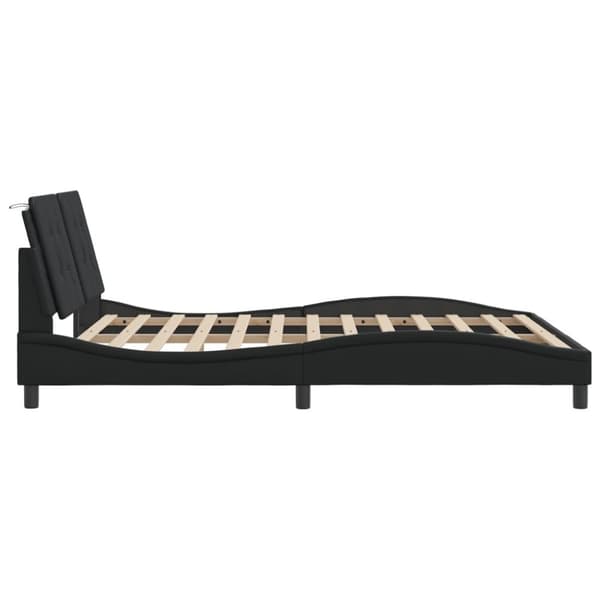 vidaXL sengeramme med sengegavl 160x200 cm kunstlæder sort