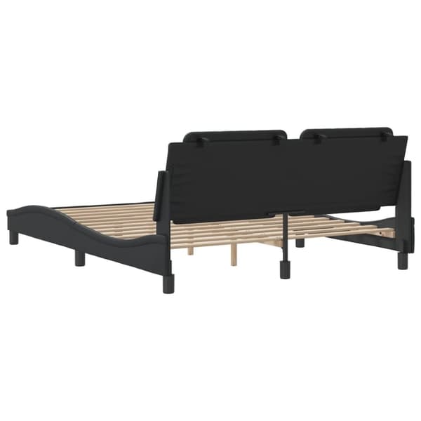vidaXL sengeramme med sengegavl 160x200 cm kunstlæder sort