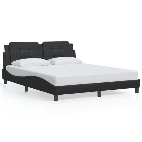 vidaXL sengeramme med sengegavl 160x200 cm kunstlæder sort