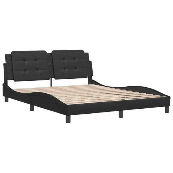 vidaXL sengeramme med sengegavl 160x200 cm kunstlæder sort