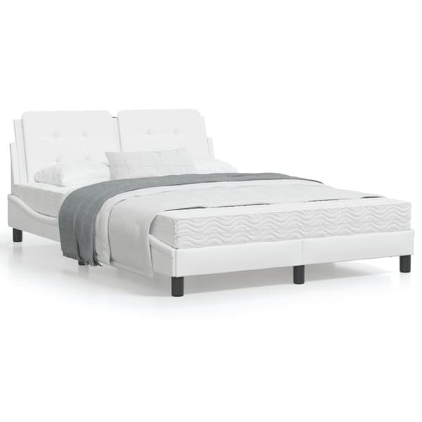 vidaXL sengeramme med sengegavl 140x200 cm kunstlæder hvid